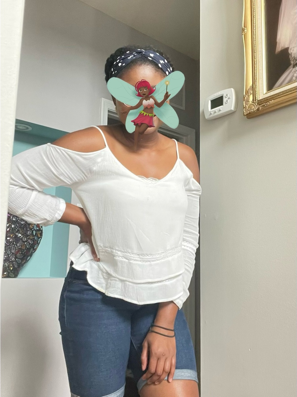 Sugarlips White Off-Shoulder Ruffle Women's Top size M